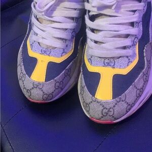 Gucci Monogram Sneakers - Yellow and Blue Accents